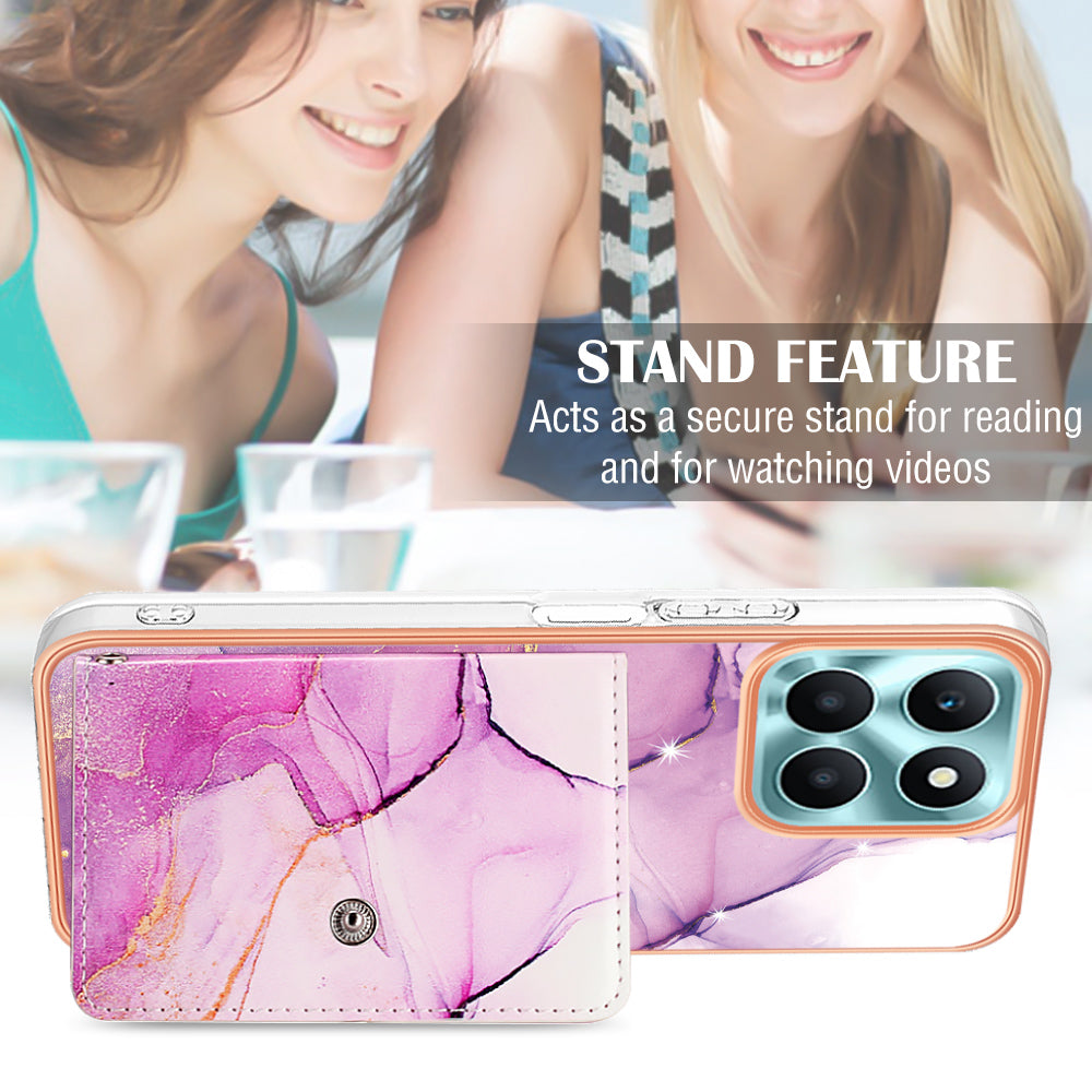 YB Leather Coating Series-9 for Honor X6a 4G Case IMD Kickstand Phone Back Cover with Card Slots YB Leather Coating Series-9 for Honor X6a 4G Case IMD Kickstand Phone Back Cover with Card Slots